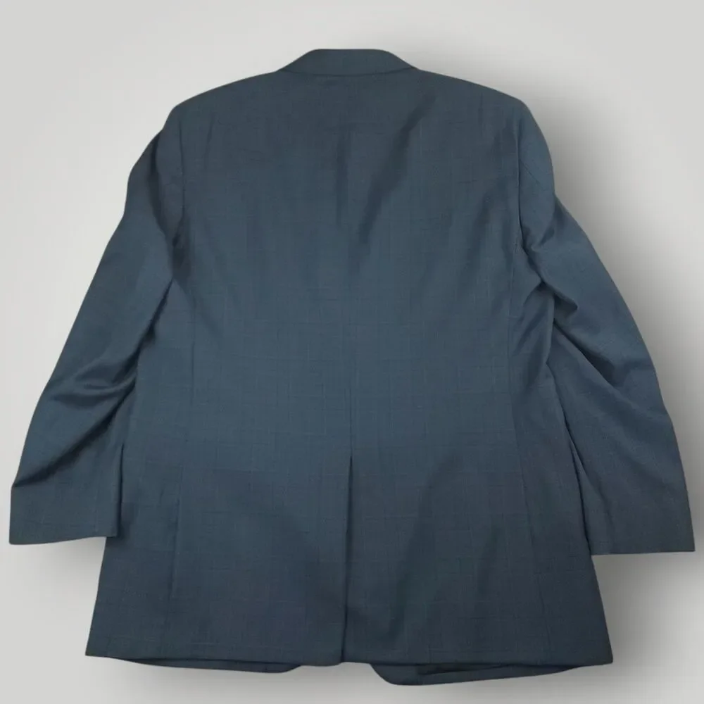 Jos A Bank Suit Mens 46L/41R Wool Classic Fit Wool Prince of Wales Check Blue